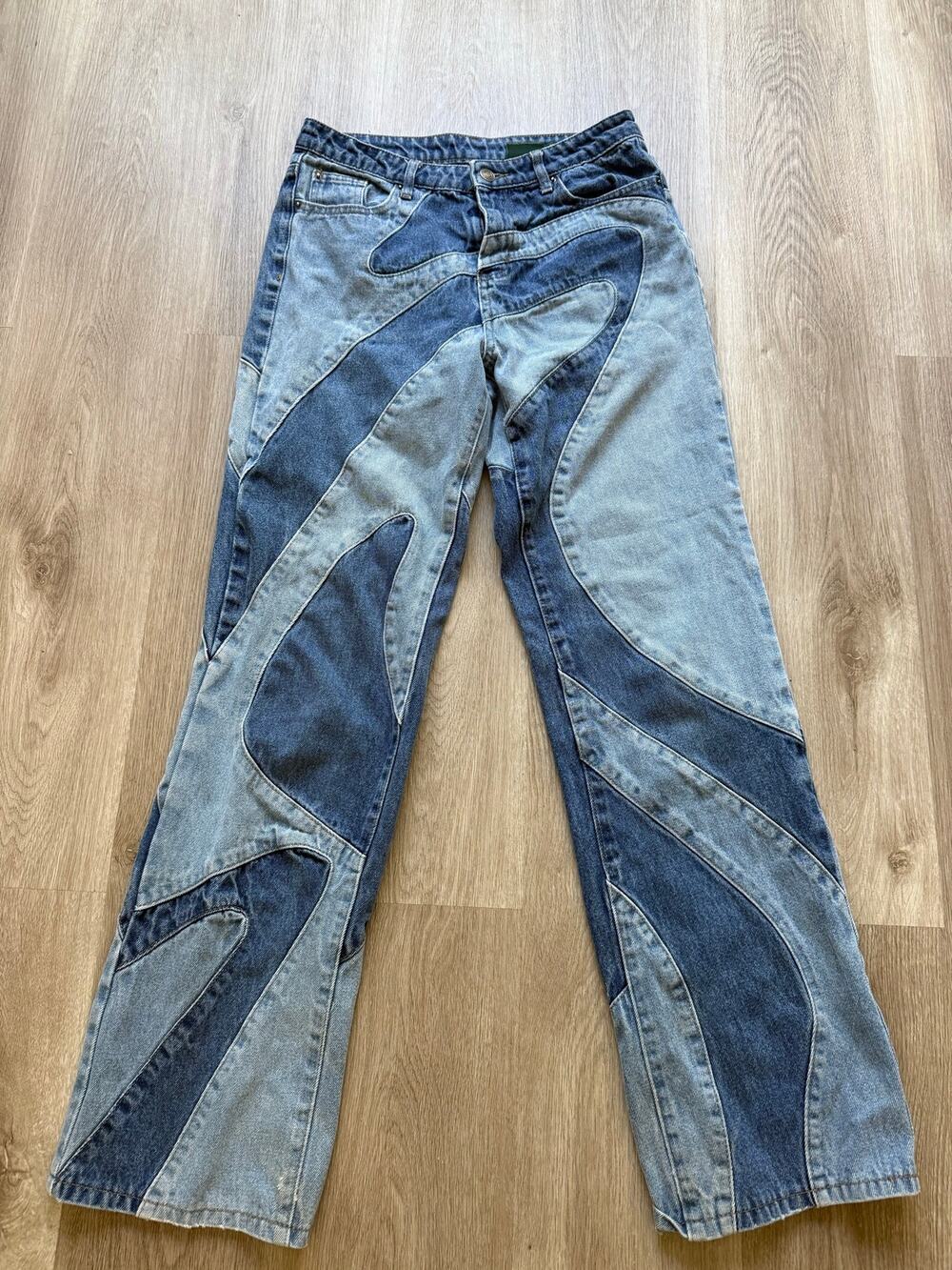 Jaded London Curly Swirly Slouchy Boyfriend Fit Jeans, Women's size 28, 2 tone